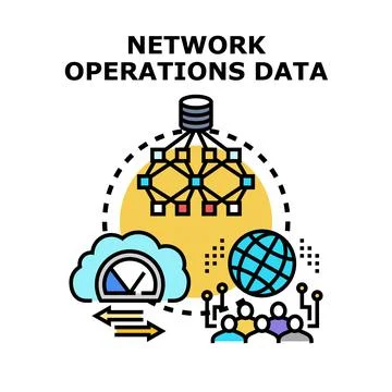 Network operations data managing global cloud analytics Stock Illustration