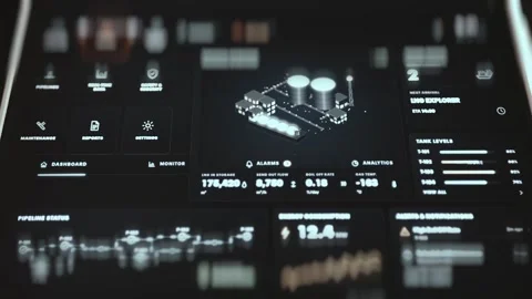 Network Operations Efficiency Optimization Panel with Interactive Data Stock Footage 340550364