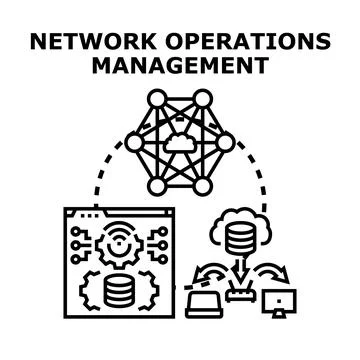 Network operations management implementing cloud database infrastructure Stock Illustration