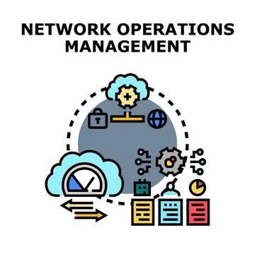 Network operations management optimizing system infrastructure concept Stock Illustration