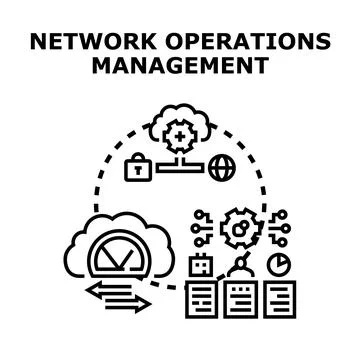 Network operations management optimizing system infrastructure concept Stock Illustration