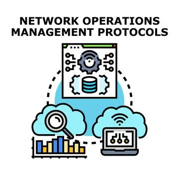 Network operations management protocols concept for it infrastructure Stock Illustration