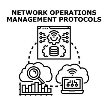 Network operations management protocols concept for it infrastructure Stock Illustration