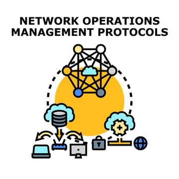 Network operations management protocols global data exchange Stockillustratie