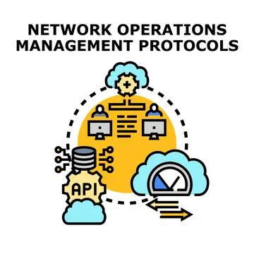 Network operations management protocols system infrastructure Stock Illustration