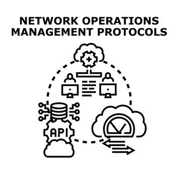 Network operations management protocols system infrastructure Stock Illustration