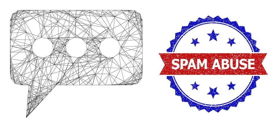 Network Opinion Cloud Mesh and Grunge Bicolor Spam Abuse Watermark Illustrazione stock