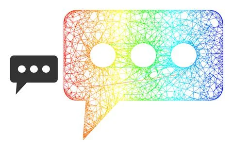 Network Opinion Cloud Mesh Icon with Rainbow Gradient Stock Illustration
