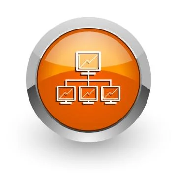 Network orange glossy web icon Stock Illustration