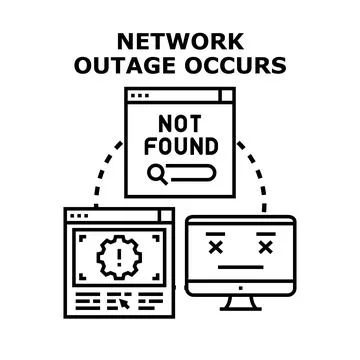 Network outage occurring with disconnected computer system Stock Illustration