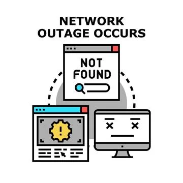 Network outage occurring with disconnected computer system Stockillustratie