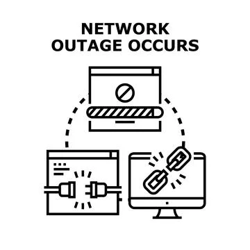 Network outage occurring preventing internet connection access Stock Illustration