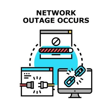 Network outage occurring preventing internet connection access Stock Illustration