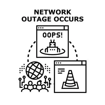 Network outage occurs causing system downtime and connection problems Stockillustratie