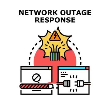 Network outage response addressing connection problem Stock-Illustration