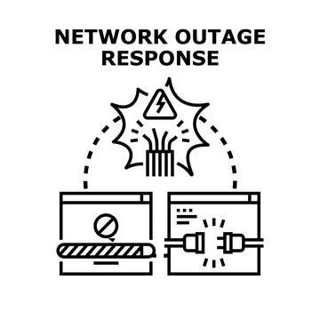 Network outage response addressing connection problem Stock Illustration