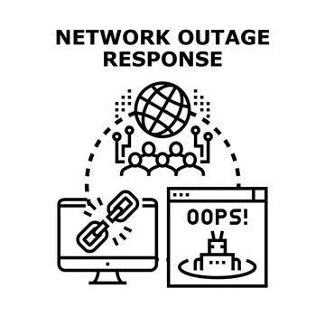 Network outage response and internet problem resolution concept Illustrazione stock