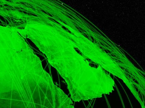 Network over arabian peninsula Stock Illustration