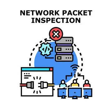 Network packet inspection analyzing connection security concept イラスト素材