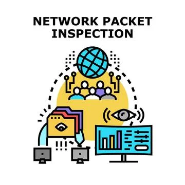 Network packet inspection concept for data monitoring 스톡 일러스트