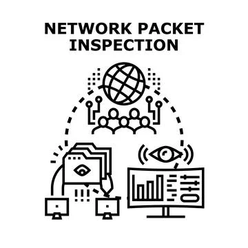 Network packet inspection concept for data monitoring イラスト素材