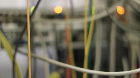 Network panel, switch and cable in data center Stock Footage 71463174