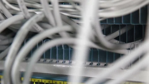 Network panel, switch and cable in data center Stock-Footage 72814445