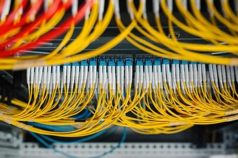  Network panel, switch and cable in data center Network server room router... Stock Photos