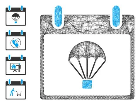 Network Parachute Calendar Day Vector Mesh Illustrazione stock