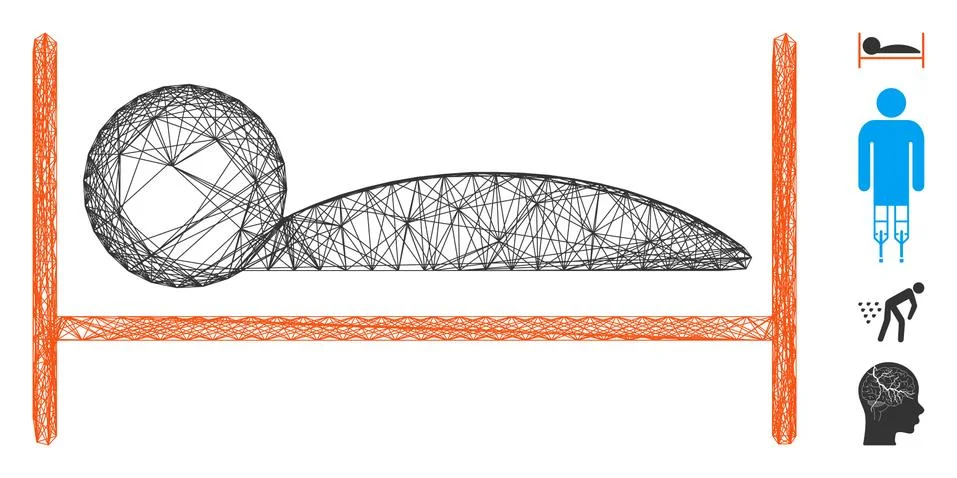 Network Patient Bed Vector Mesh Stockillustratie