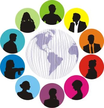 Network of people and the Internet Stock Illustration
