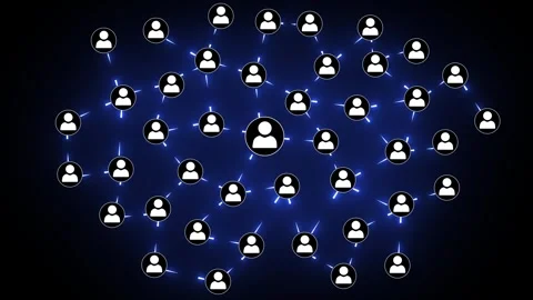 A network of people connected by neon line effect, Animation of People netw.. Stock Footage 308849013