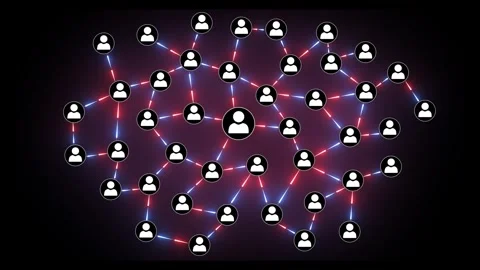 A network of people connected by neon line effect, Animation of People netw.. Stock Footage 308849016