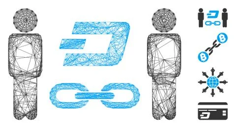 Network People Dash Blockchain Vector Mesh 스톡 일러스트