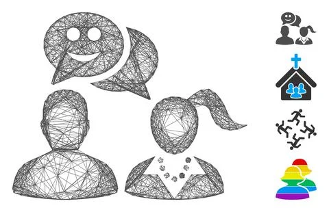 Network People Happy Chat Vector Mesh Stock Illustration