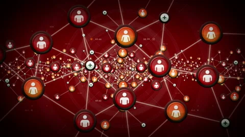 Network Of People Red Stock Footage 65067558