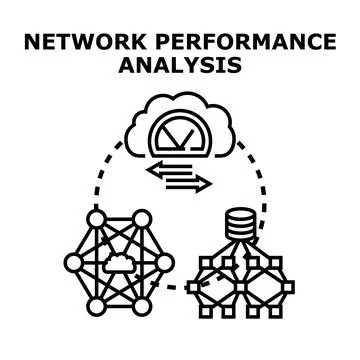 Network performance analysis and data optimization process Stock Illustration