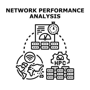 Network performance analysis and global data computing Stock Illustration