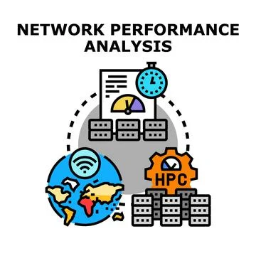 Network performance analysis and global data computing Stock Illustration