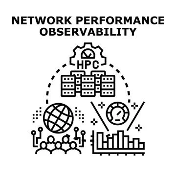 Network performance observability with high performance computing Stock Illustration