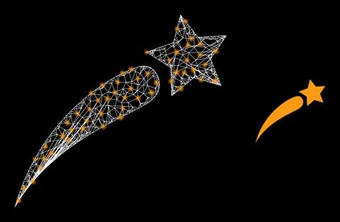 Network Petard Star Web Mesh Icon with Glare Lightspots Stock Illustration