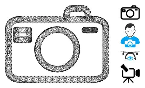 Network Photo Camera Vector Mesh Stockillustratie
