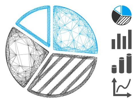 Network Pie Chart Vector Mesh 스톡 일러스트