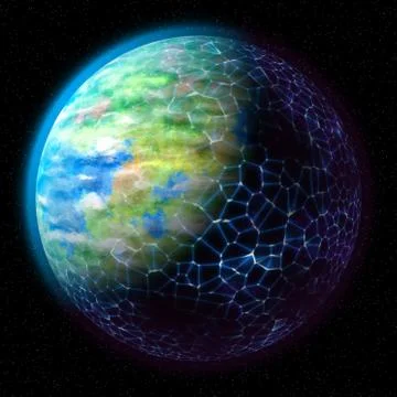 Network on planet generated texture background Stock Illustration