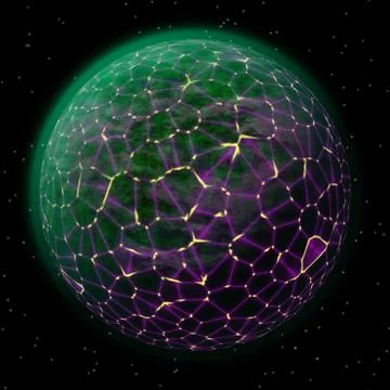 Network on planet generated texture background Stock Illustration
