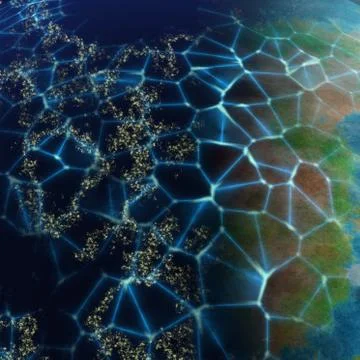 Network on planet generated texture background Stock Illustration