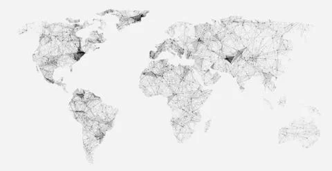 Network Plexus Connection Net On World Map Stock Illustration