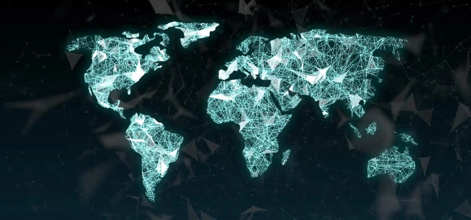 Network Plexus Connection Net On World Map Illustrazione stock