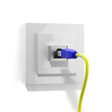 Network plug with cable isolated on white 스톡 일러스트