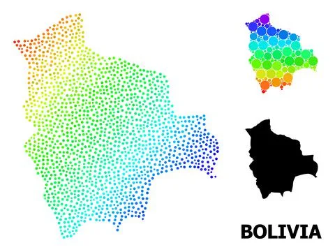 Network Polygonal Map of Bolivia with Red Stars Stock Illustration